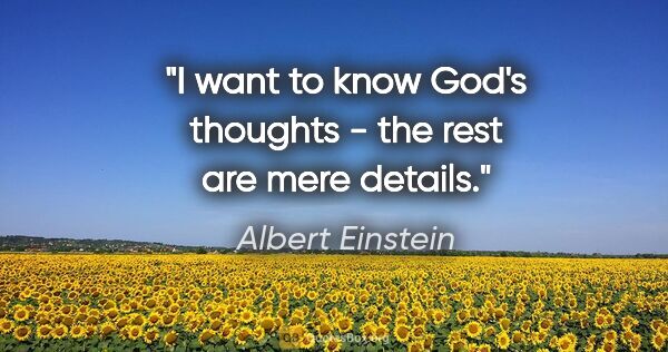 Albert Einstein quote: "I want to know God's thoughts - the rest are mere details."