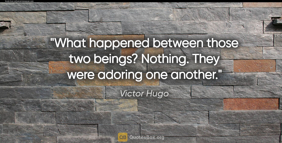 Victor Hugo quote: "What happened between those two beings? Nothing. They were..."
