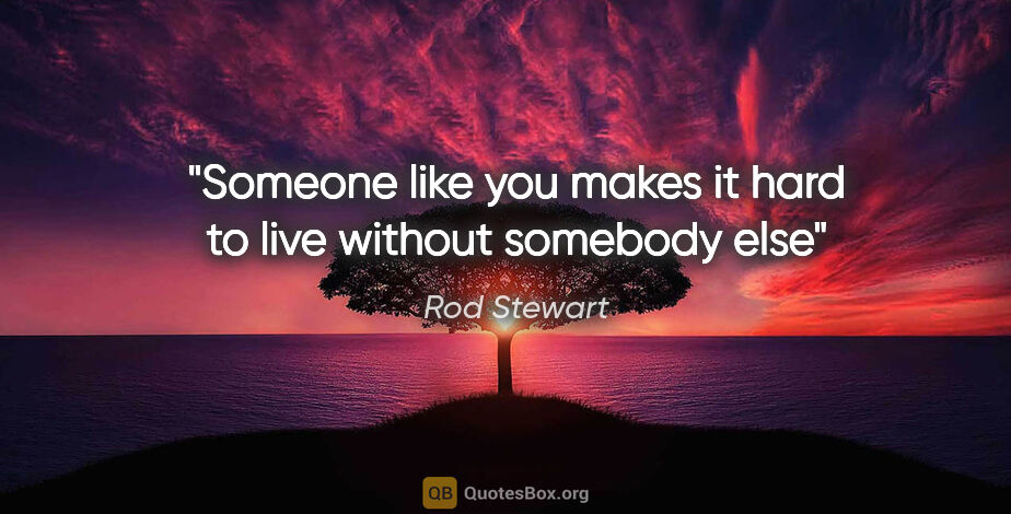Rod Stewart quote: "Someone like you makes it hard to live without somebody else"