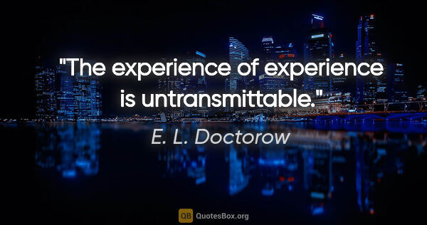 E. L. Doctorow quote: "The experience of experience is untransmittable."