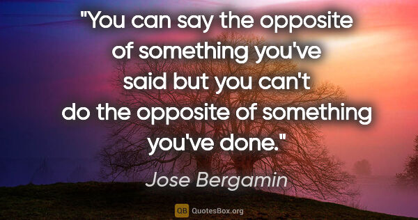 Jose Bergamin quote: "You can say the opposite of something you've said but you..."