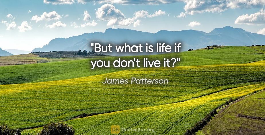 James Patterson quote: "But what is life if you don't live it?"