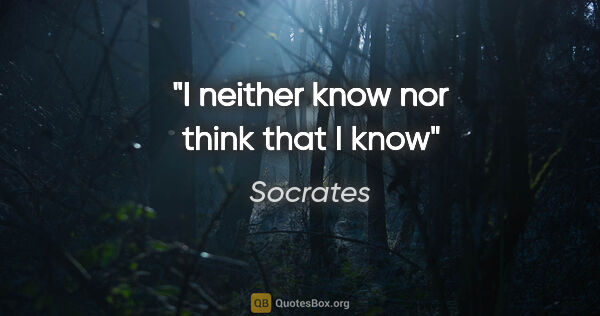 Socrates quote: "I neither know nor think that I know"