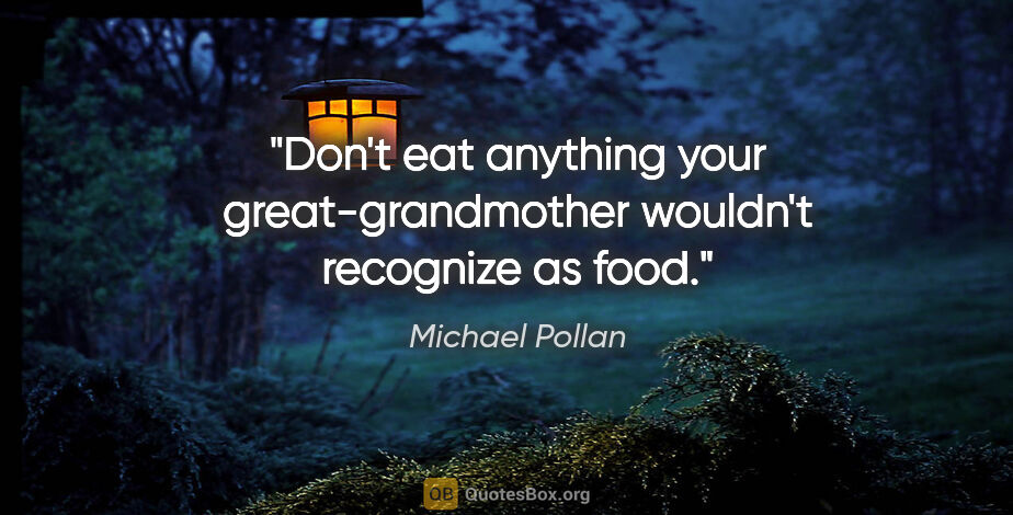 Michael Pollan quote: "Don't eat anything your great-grandmother wouldn't recognize..."