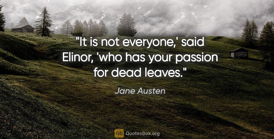 Jane Austen quote: "It is not everyone,' said Elinor, 'who has your passion for..."