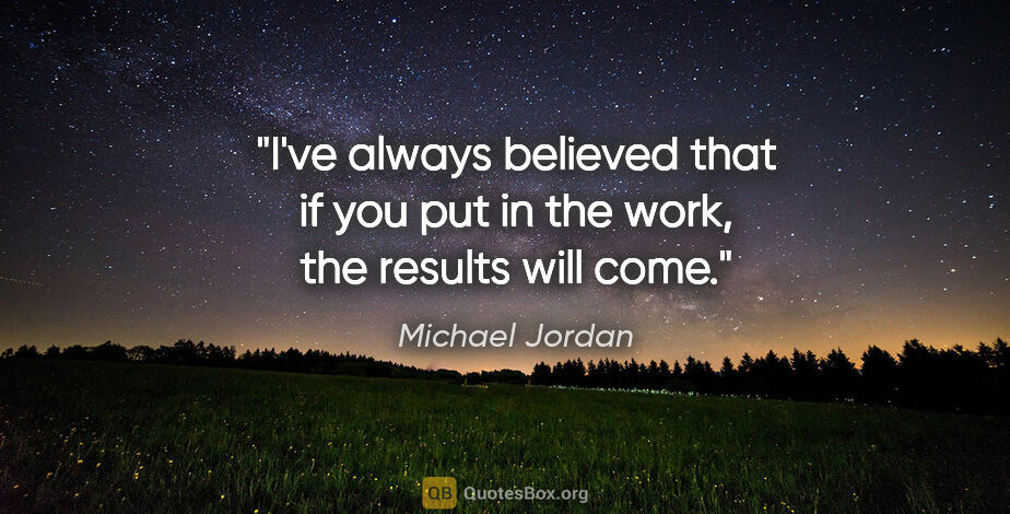 Michael Jordan quote: "I've always believed that if you put in the work, the results..."