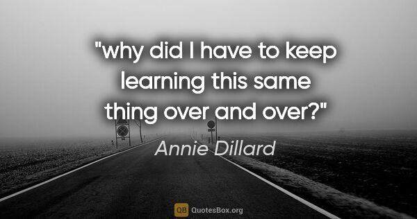 Annie Dillard quote: "why did I have to keep learning this same thing over and over?"