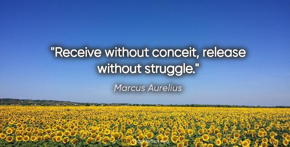 Marcus Aurelius quote: "Receive without conceit, release without struggle."