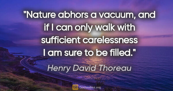 Henry David Thoreau quote: "Nature abhors a vacuum, and if I can only walk with sufficient..."