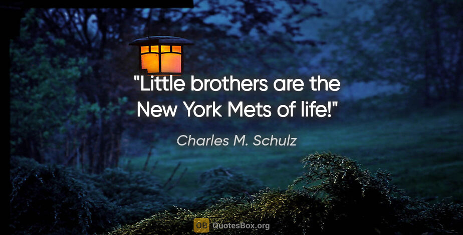 Charles M. Schulz quote: "Little brothers are the New York Mets of life!"