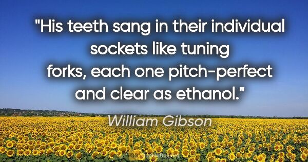 William Gibson quote: "His teeth sang in their individual sockets like tuning forks,..."