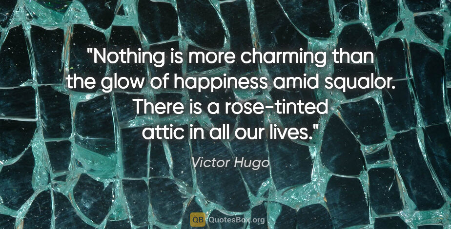 Victor Hugo quote: "Nothing is more charming than the glow of happiness amid..."
