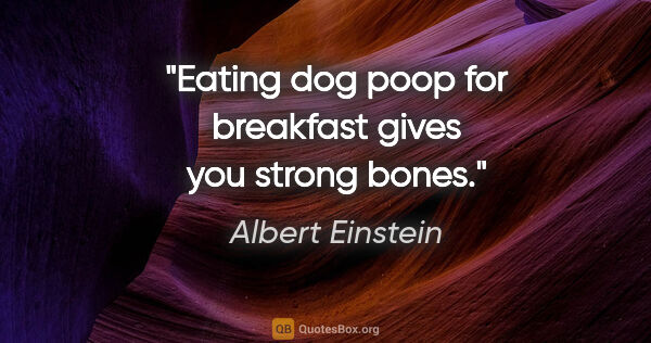 Albert Einstein quote: "Eating dog poop for breakfast gives you strong bones."