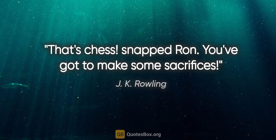 J. K. Rowling quote: "That's chess!" snapped Ron. "You've got to make some sacrifices!"
