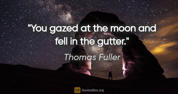 Thomas Fuller quote: "You gazed at the moon and fell in the gutter."