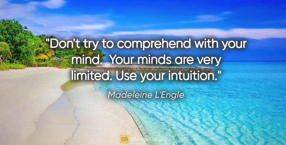 Madeleine L'Engle quote: "Don't try to comprehend with your mind.  Your minds are very..."