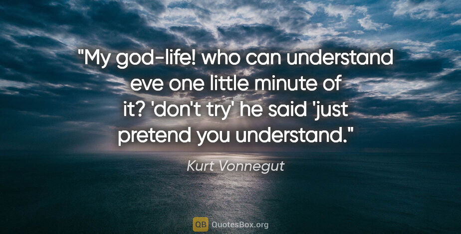 Kurt Vonnegut quote: "My god-life! who can understand eve one little minute of it?..."