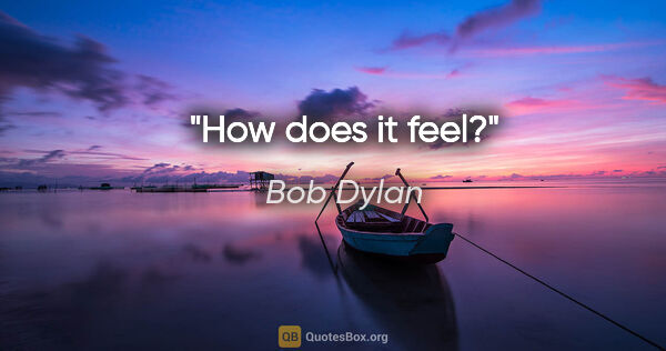 Bob Dylan quote: "How does it feel?"