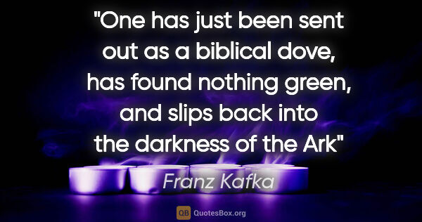 Franz Kafka quote: "One has just been sent out as a biblical dove, has found..."