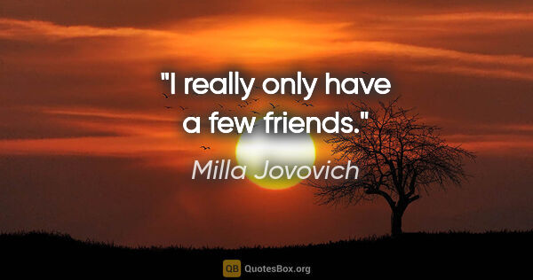 Milla Jovovich quote: "I really only have a few friends."