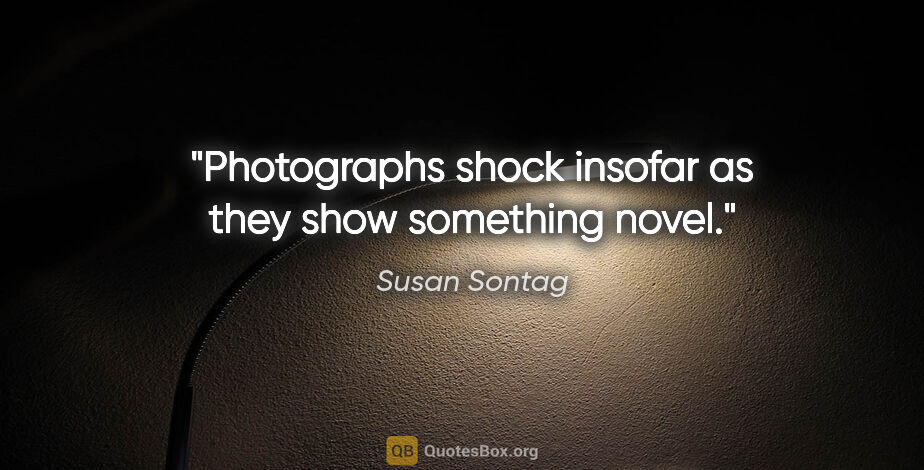 Susan Sontag quote: "Photographs shock insofar as they show something novel."