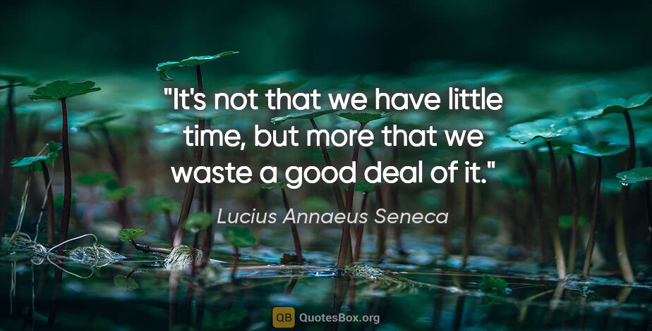 Lucius Annaeus Seneca quote: "It's not that we have little time, but more that we waste a..."