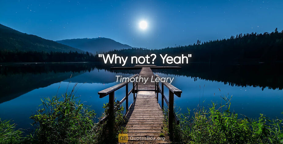 Timothy Leary quote: "Why not? Yeah"