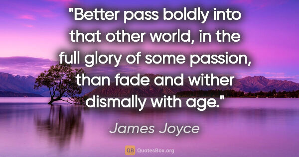James Joyce quote: "Better pass boldly into that other world, in the full glory of..."