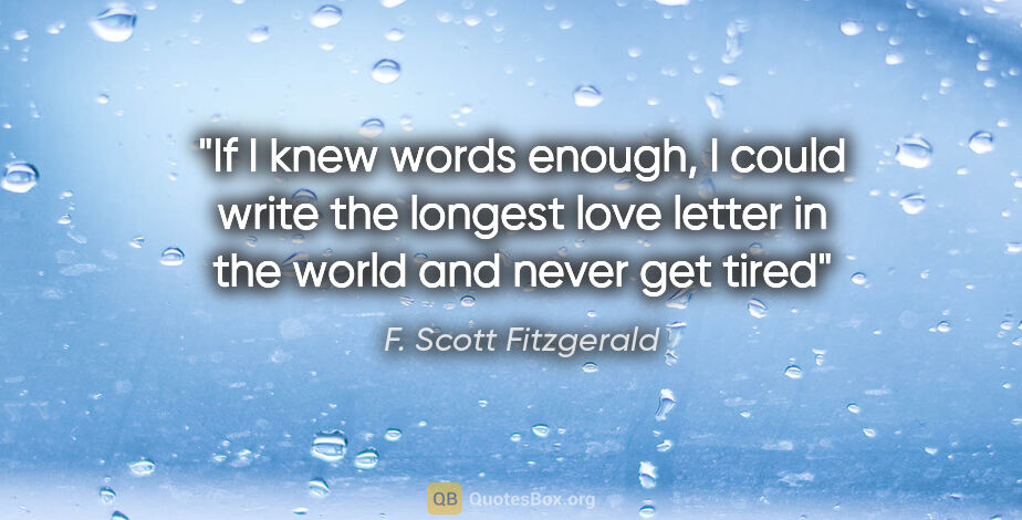 F. Scott Fitzgerald quote: "If I knew words enough, I could write the longest love letter..."