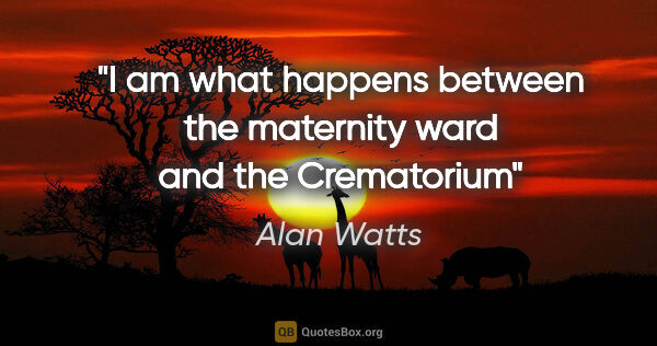 Alan Watts quote: "I am what happens between the maternity ward and the Crematorium"