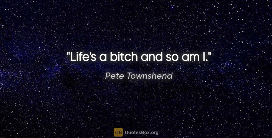 Pete Townshend quote: "Life's a bitch and so am I."