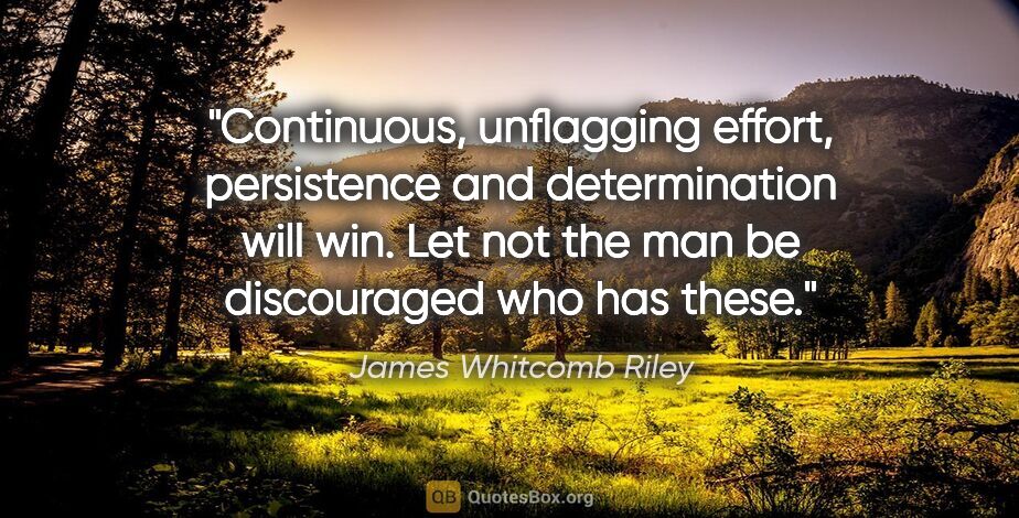 James Whitcomb Riley quote: "Continuous, unflagging effort, persistence and determination..."