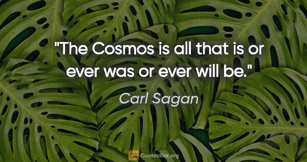 Carl Sagan quote: "The Cosmos is all that is or ever was or ever will be."