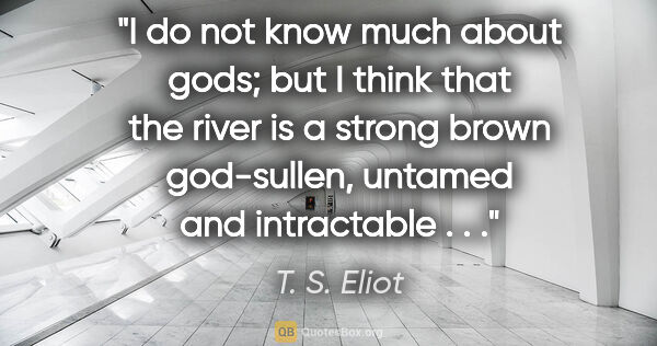 T. S. Eliot quote: "I do not know much about gods; but I think that the river is a..."