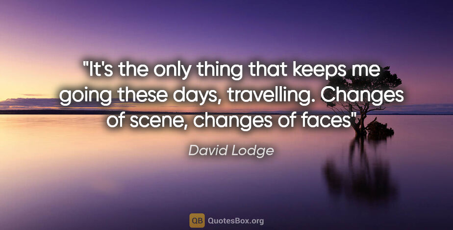 David Lodge quote: "It's the only thing that keeps me going these days,..."