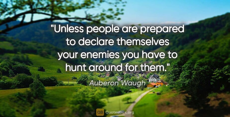 Auberon Waugh quote: "Unless people are prepared to declare themselves your enemies..."