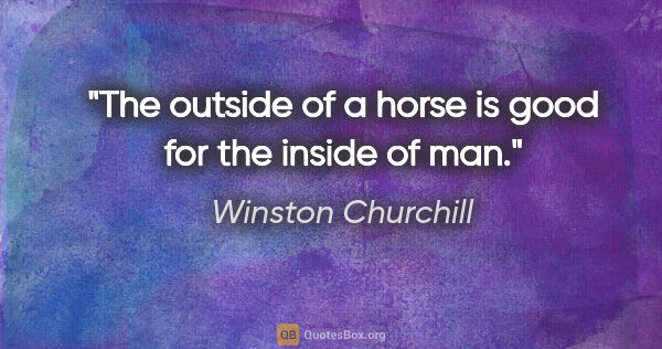 Winston Churchill quote: "The outside of a horse is good for the inside of man."