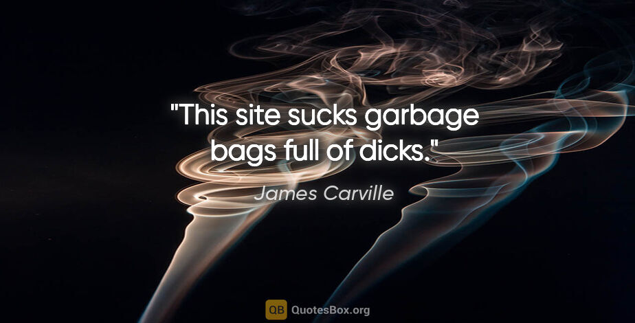 James Carville quote: "This site sucks garbage bags full of dicks."