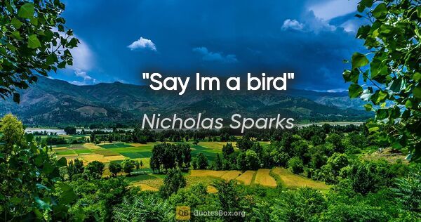 Nicholas Sparks quote: "Say Im a bird"