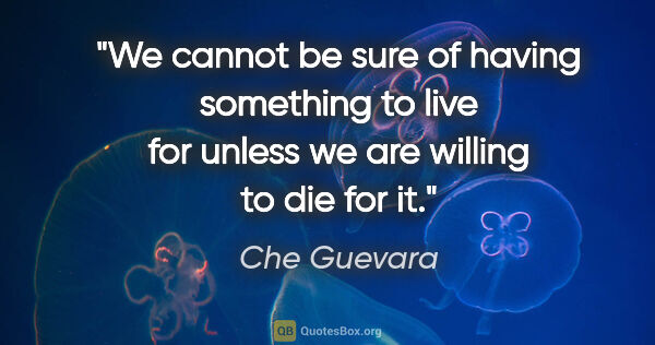 Che Guevara quote: "We cannot be sure of having something to live for unless we..."
