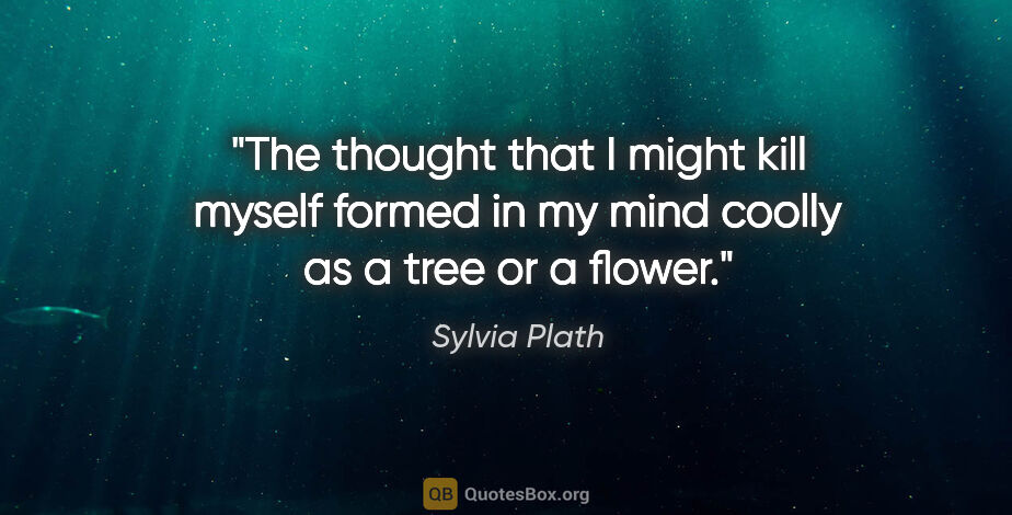 Sylvia Plath quote: "The thought that I might kill myself formed in my mind coolly..."