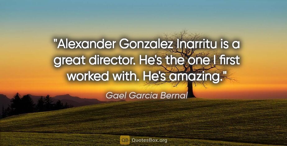 Gael Garcia Bernal quote: "Alexander Gonzalez Inarritu is a great director. He's the one..."