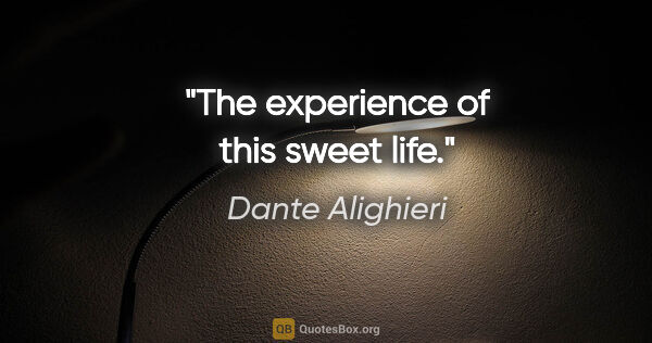 Dante Alighieri quote: "The experience of this sweet life."