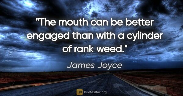 James Joyce quote: "The mouth can be better engaged than with a cylinder of rank..."