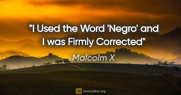 Malcolm X quote: "I Used the Word 'Negro' and I was Firmly Corrected"