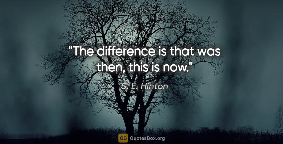 S. E. Hinton quote: "The difference is that was then, this is now."