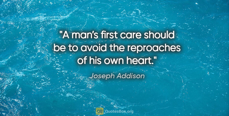 Joseph Addison quote: "A man’s first care should be to avoid the reproaches of his..."