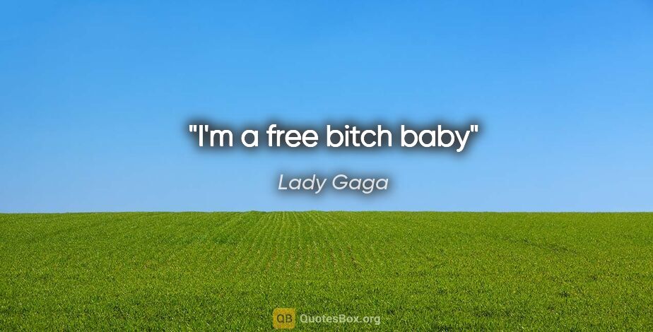 Lady Gaga quote: "I'm a free bitch baby"