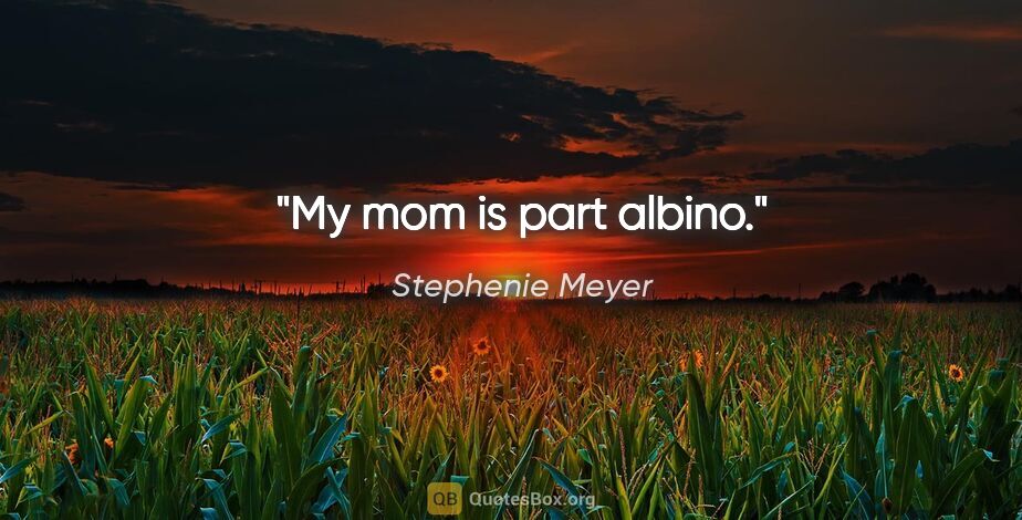 Stephenie Meyer quote: "My mom is part albino."