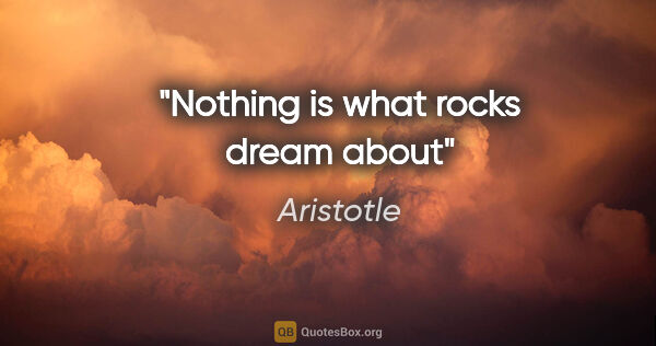 Aristotle quote: "Nothing is what rocks dream about"
